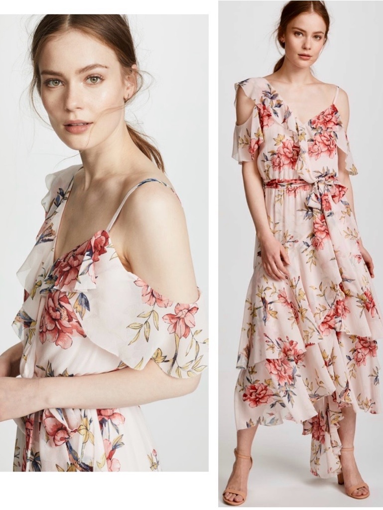 Joie Silk Floral Cold Shoulder Dress